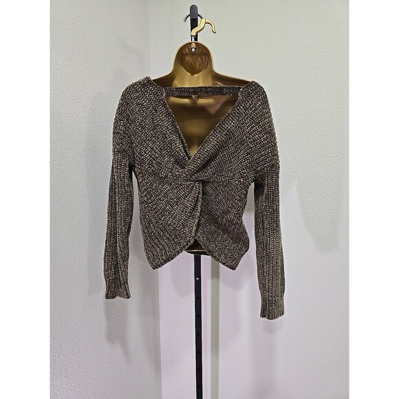 Chenille Moss Green Sweater Womens M Twist Back Forest Fairy Goblincore Chunky - Picture 4 of 7